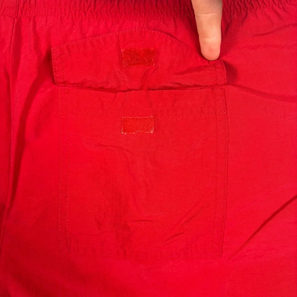 Vintage Nike Swim Trunks Red Nylon Mesh Lined Striped Shorts Mens Medium
